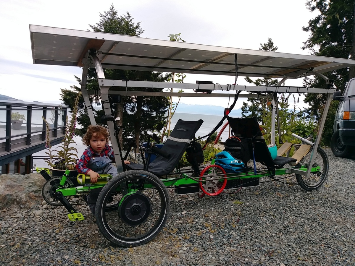 After a successful trial ride of the trike from Vancouver to Sooke, my nephew Xavier was all too keen to hop aboard and go for a ride too.